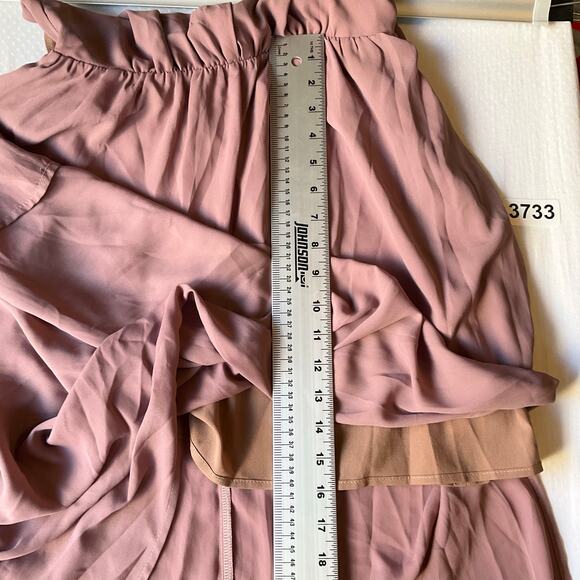 TOBI Women Maxi Dress size M Sleeveless Deep Cut V-neck Slit Backless Dusty Pink - Picture 9 of 12